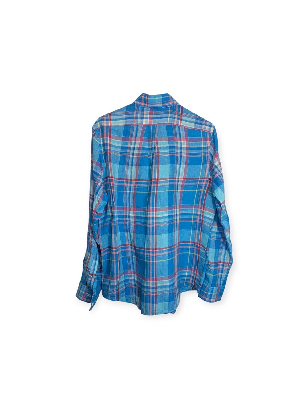 Vineyard Vines Murray Shirt Linen Plaid Blue Slim Fit Men's Medium Button Up - Picture 5 of 5